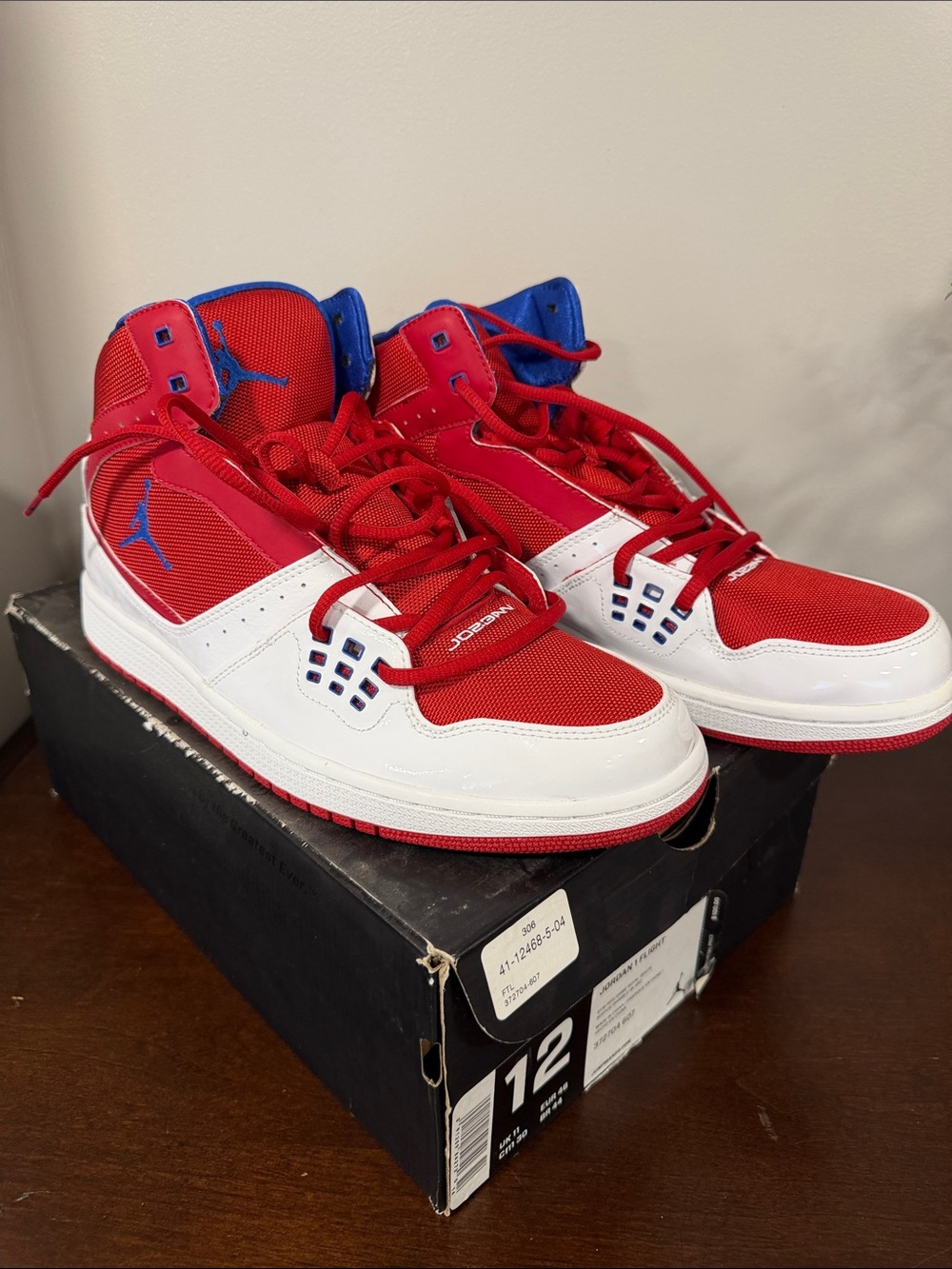 Jordan Red, White & Blue High-Top Sneakers